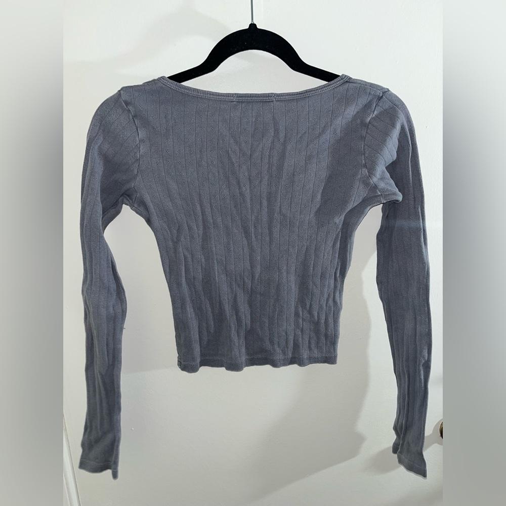 Brandy Melville Slate Blue Zelly Long Sleeve Crop - Picture 6 of 8